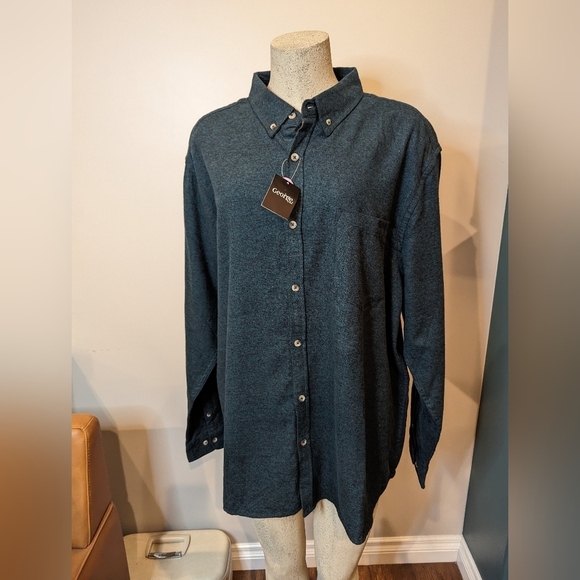Men's flannel button up teal Jaspe cotton Shirt,  men's Size 2XL NWT - Picture 4 of 10